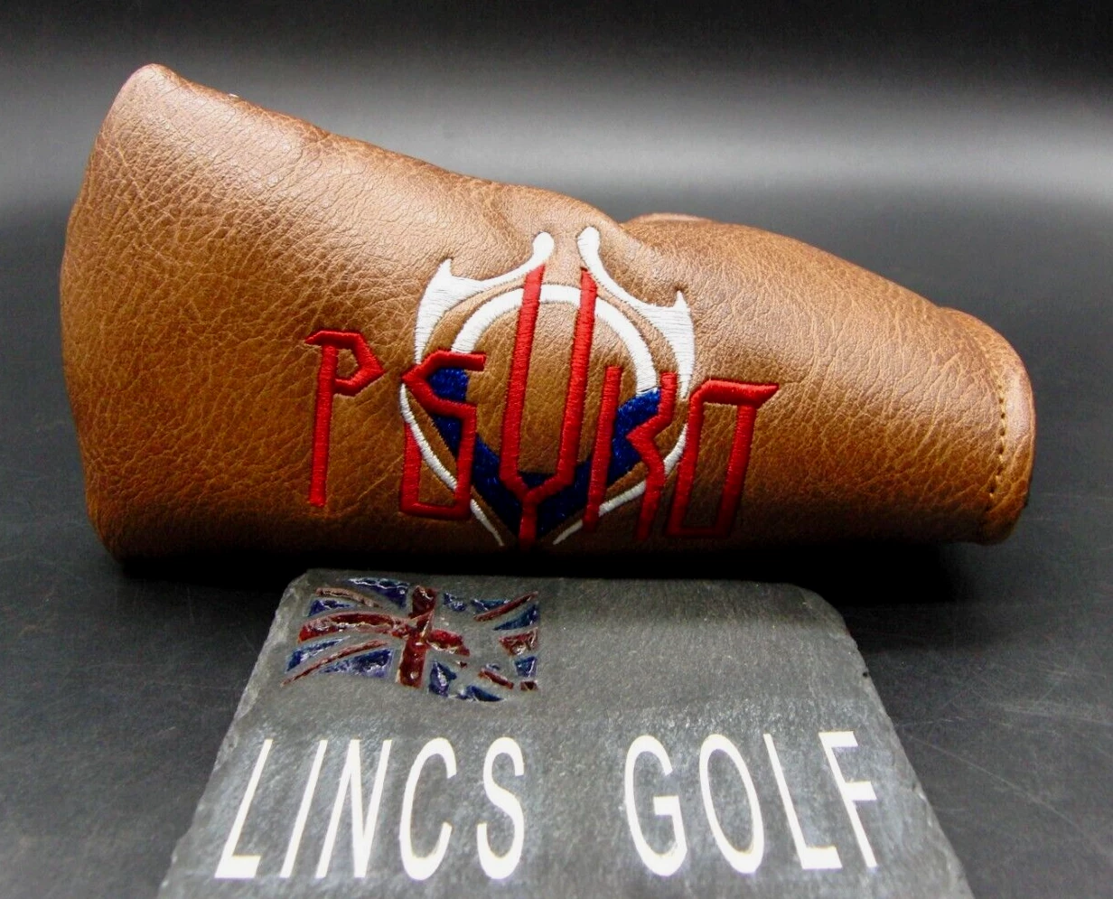 Luxury PSYKO GOLF Embroidered Genuine Leather Putter Head Cover 3 Luxury PSYKO GOLF Embroidered Genuine Leather Putter Head Cover