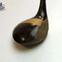 Lincs_golf Early 1900's Antique Wooden Headed Wood Composite Shaft Leather Wrap Grip